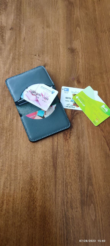 کیف کارت چرم طبیعی گاوی و دستدوزشده